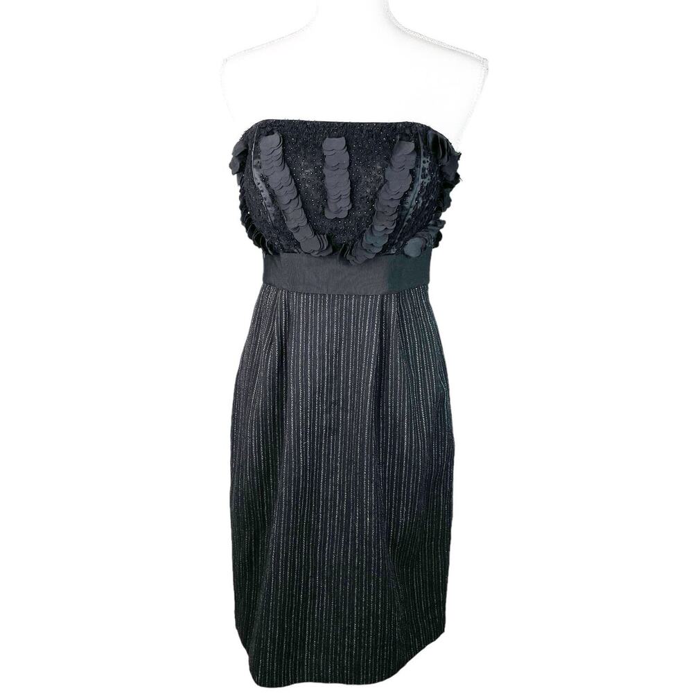 Philosophy Di Alberta Ferretti Strapless Beaded Cocktail Dress Black 6